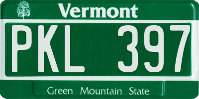 VT license plate PKL397
