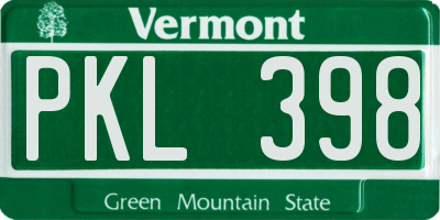 VT license plate PKL398
