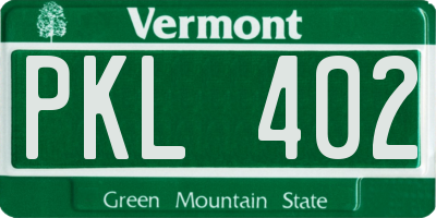 VT license plate PKL402