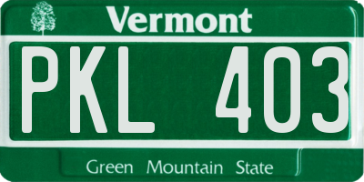VT license plate PKL403