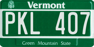 VT license plate PKL407