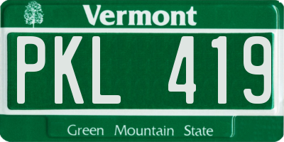 VT license plate PKL419