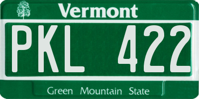 VT license plate PKL422