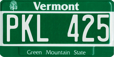 VT license plate PKL425