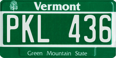 VT license plate PKL436