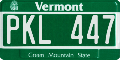 VT license plate PKL447