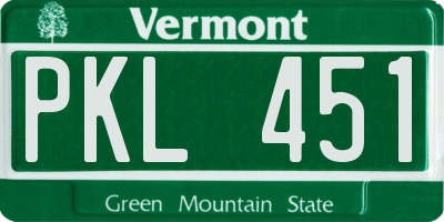 VT license plate PKL451