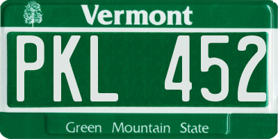VT license plate PKL452