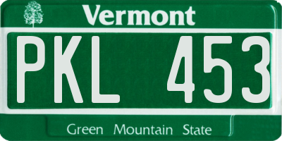 VT license plate PKL453