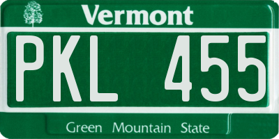 VT license plate PKL455