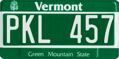 VT license plate PKL457