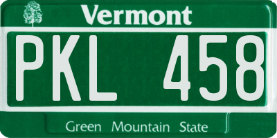 VT license plate PKL458