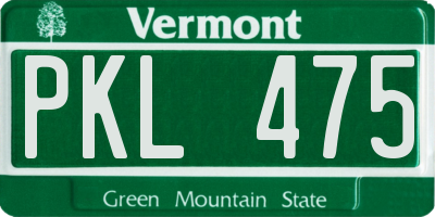 VT license plate PKL475