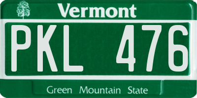 VT license plate PKL476