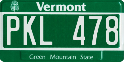 VT license plate PKL478