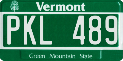 VT license plate PKL489