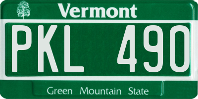 VT license plate PKL490