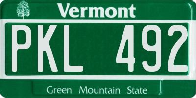 VT license plate PKL492