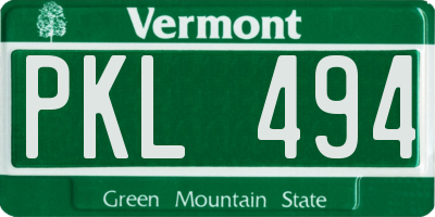 VT license plate PKL494