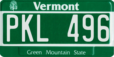 VT license plate PKL496