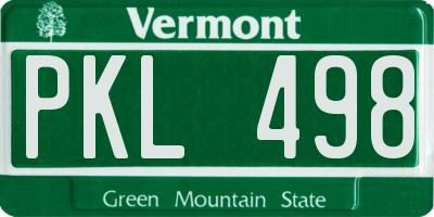 VT license plate PKL498