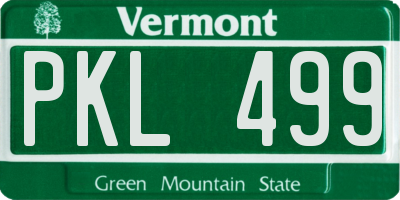 VT license plate PKL499