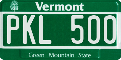 VT license plate PKL500