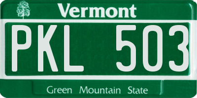 VT license plate PKL503
