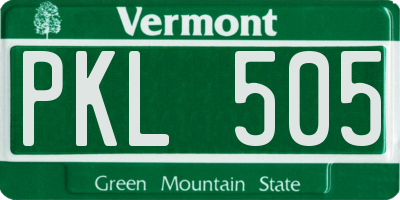 VT license plate PKL505