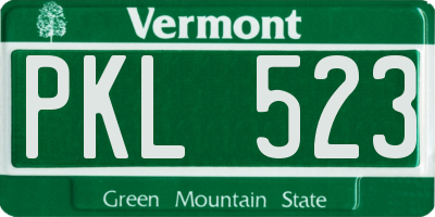 VT license plate PKL523