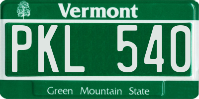 VT license plate PKL540