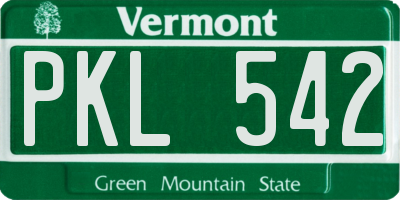 VT license plate PKL542