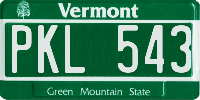 VT license plate PKL543