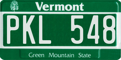 VT license plate PKL548