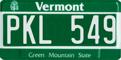 VT license plate PKL549