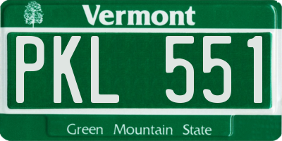 VT license plate PKL551
