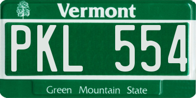 VT license plate PKL554