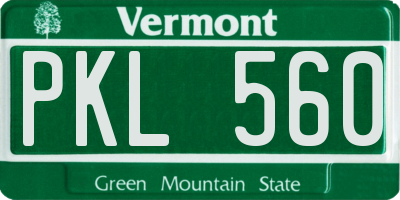 VT license plate PKL560