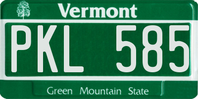 VT license plate PKL585