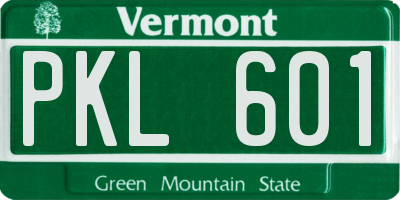 VT license plate PKL601