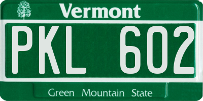 VT license plate PKL602
