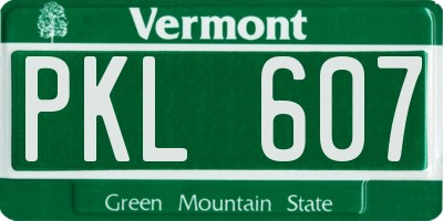 VT license plate PKL607