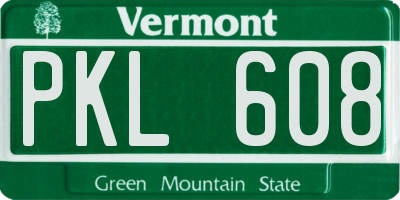 VT license plate PKL608