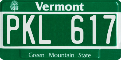 VT license plate PKL617