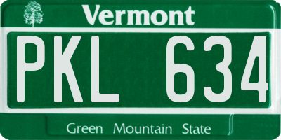 VT license plate PKL634