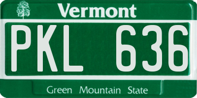 VT license plate PKL636