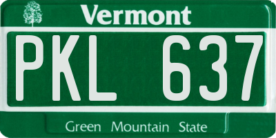 VT license plate PKL637