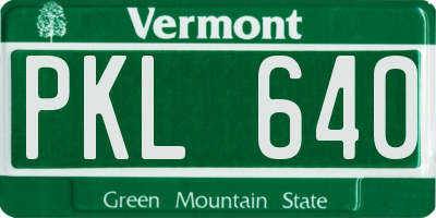 VT license plate PKL640