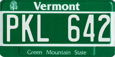 VT license plate PKL642