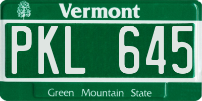 VT license plate PKL645
